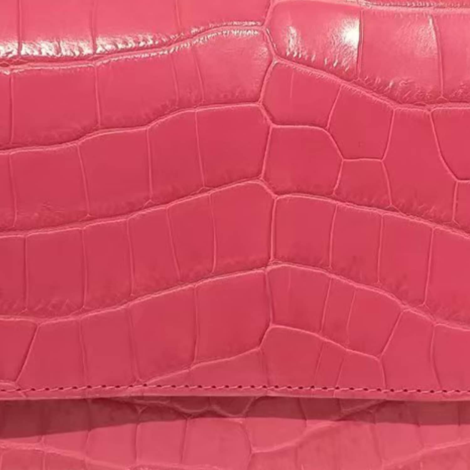 BARZAAR Matte Pink Crocodile Leather Clutch Bag