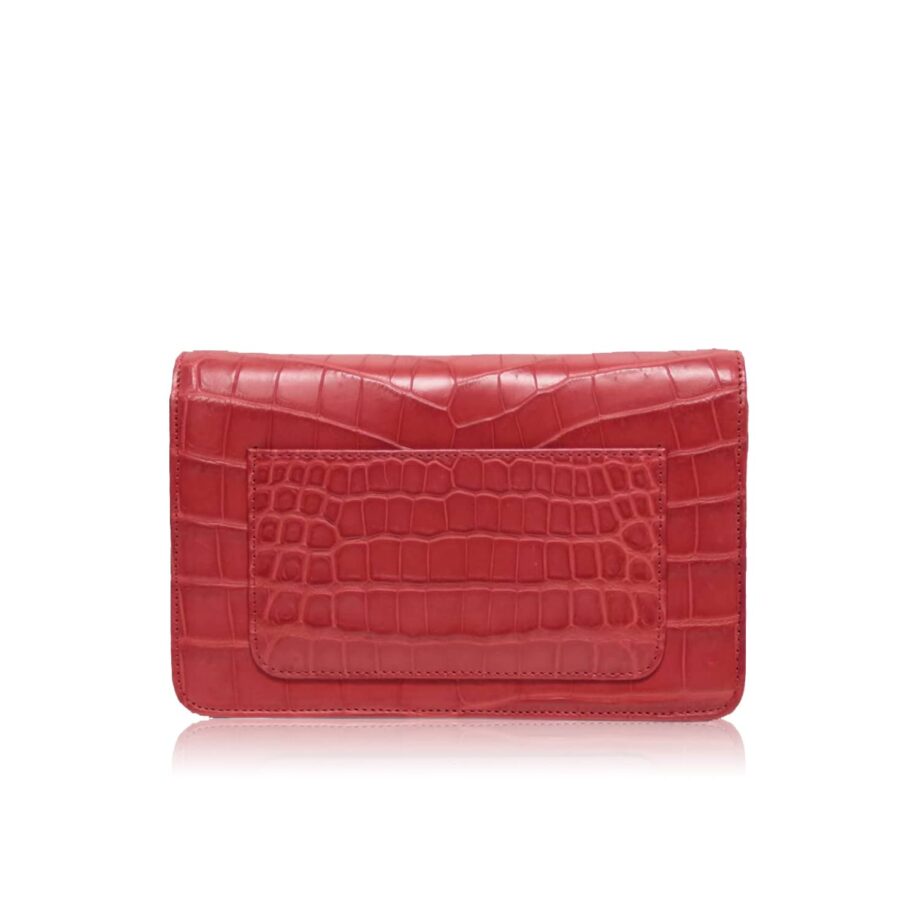 BARZAAR Matte Red Crocodile Leather Clutch Bag