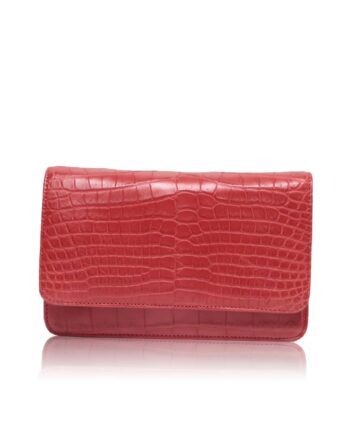 BARZAAR Matte Red Crocodile Leather Clutch Bag