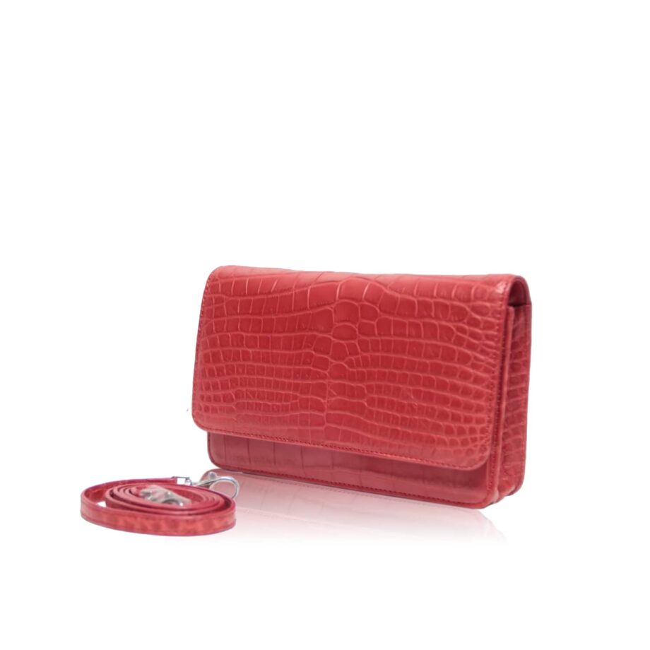 BARZAAR Matte Red Crocodile Leather Clutch Bag