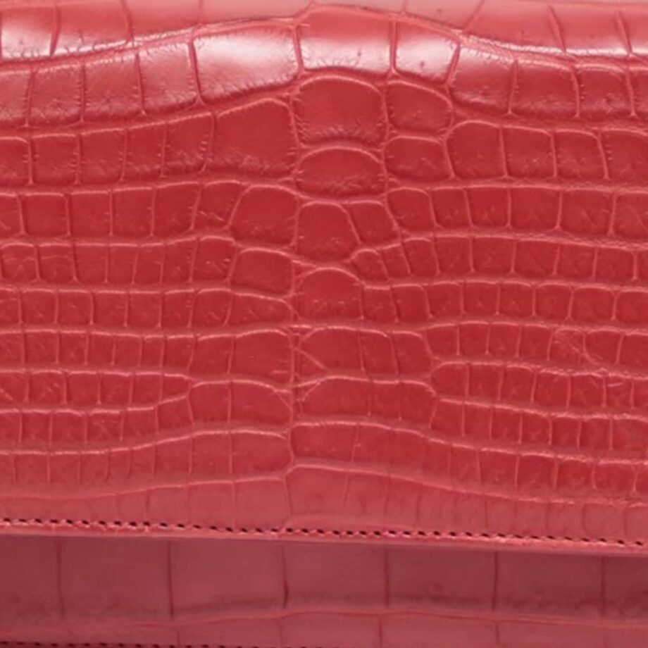 BARZAAR Matte Red Crocodile Leather Clutch Bag