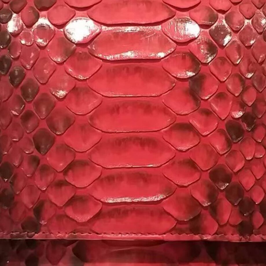 BARZAAR Red Python Leather Clutch Bag