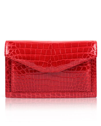 Shiny Red Crocodile Leather Sling Bag