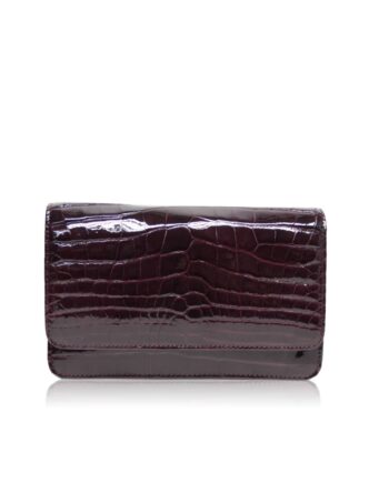 Barzaar Dark Purple Shiny Crocodile Clutch Bag