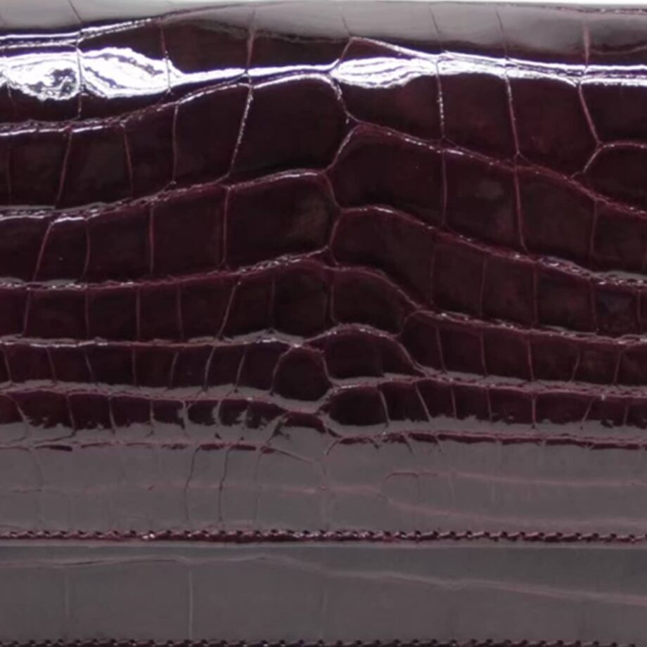 Barzaar Dark Purple Shiny Crocodile Clutch Bag