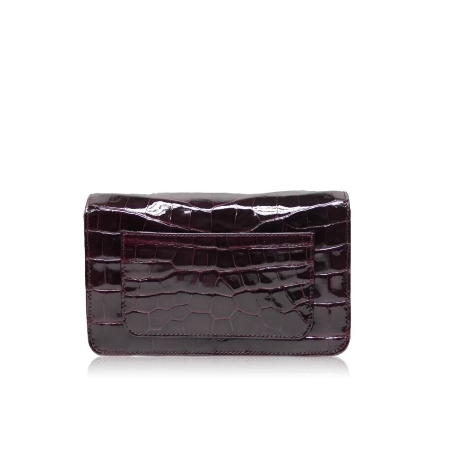 Barzaar Dark Purple Shiny Crocodile Clutch Bag