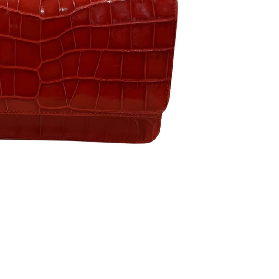 Barzaar Shiny Red Crocodile Leather Clutch Bag