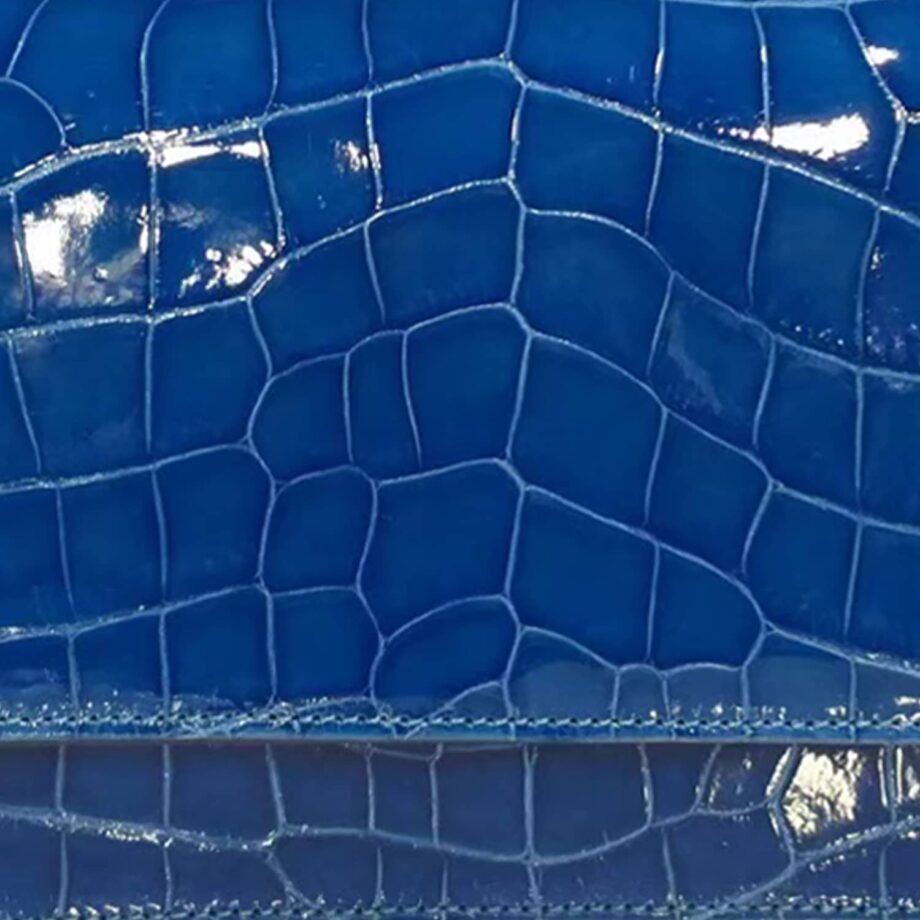 Barzaar Shiny Royal Blue Crocodile Leather Clutch Bag