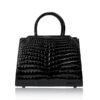 ELLIE Crocodile Leather Handbag Black