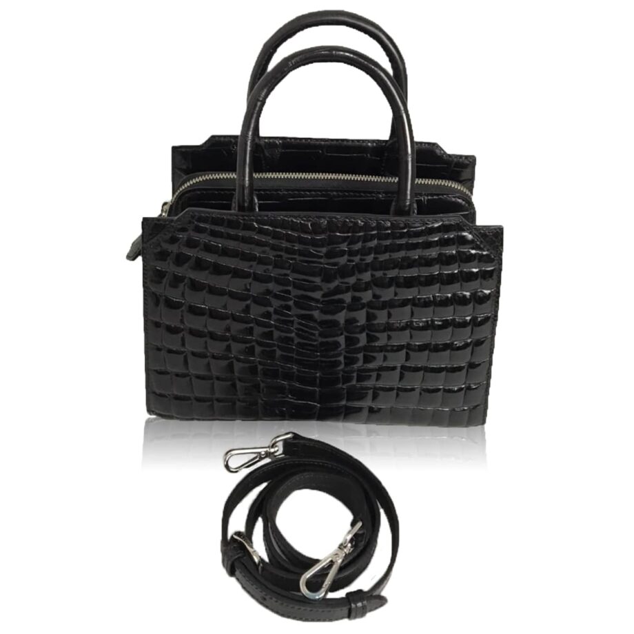 ELLIE Crocodile Handbag Black