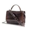 Barzaar Brown Crocodile Leather Top Handle Clutch Bag