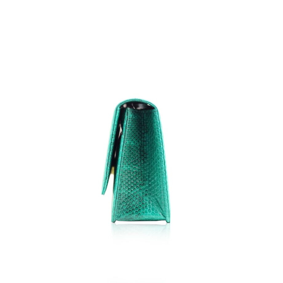 Barzaar Sea Snake Leather Clutch Bag, Green & Black