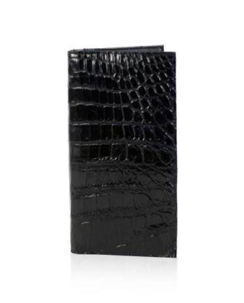 Crocodile Leather Long Wallet , Black