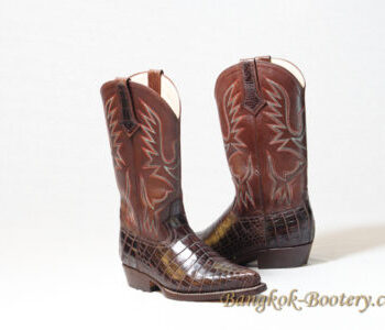 Crocodile Belly Leather Cowboy Boot Dark Brown