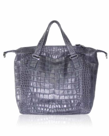 Crocodile Belly Leather Tote Bag , Grey