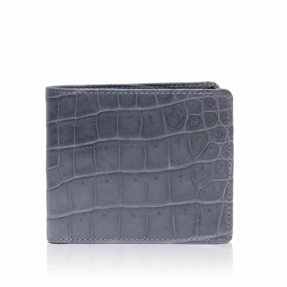 Crocodile Belly Leather Wallet , Blue Grey