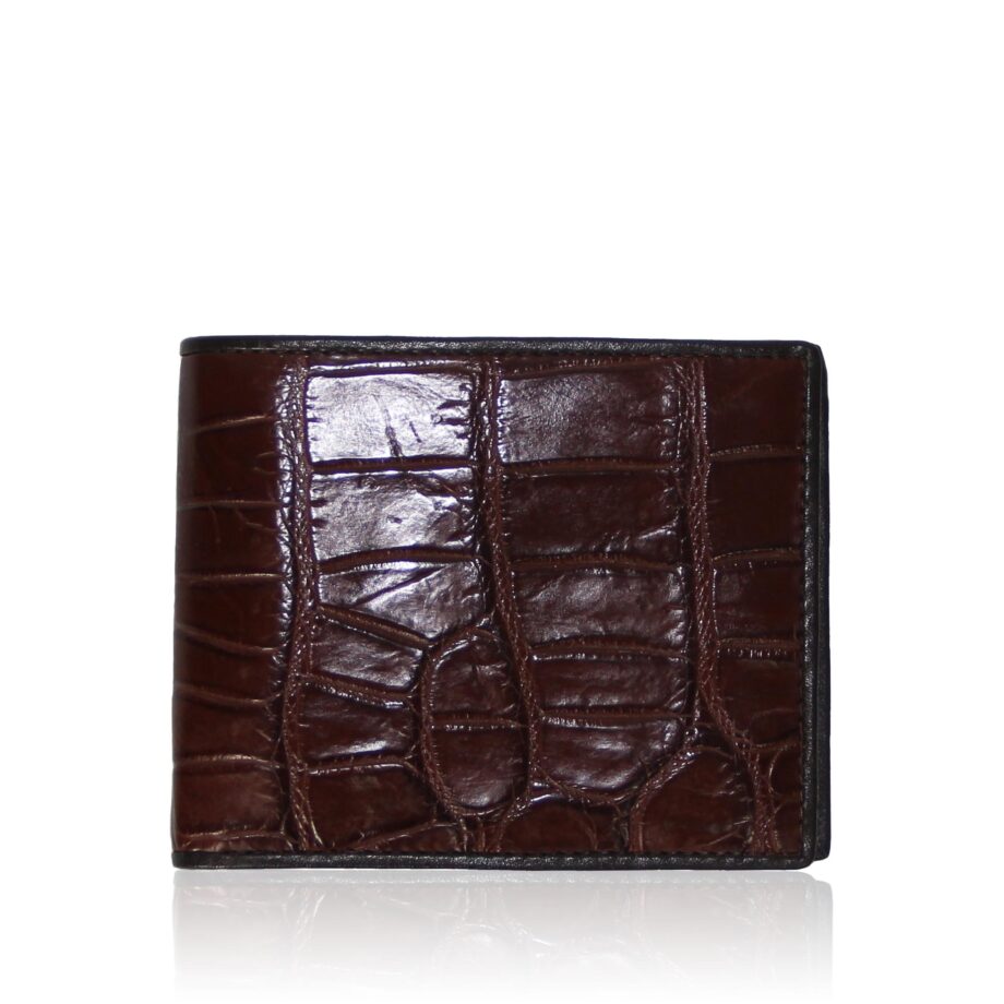 Crocodile Belly Leather Wallet , Dark Tan