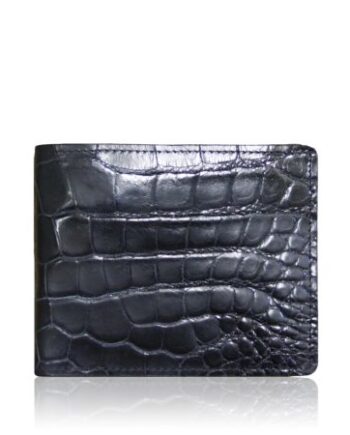 Crocodile Belly Leather Wallet , Matte Black