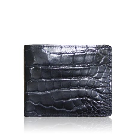 Crocodile Belly Leather Wallet , Matte Black
