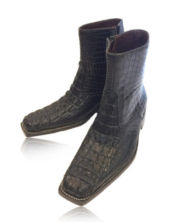 Crocodile Hornback & Belly Leather Cowboy Boot , Black