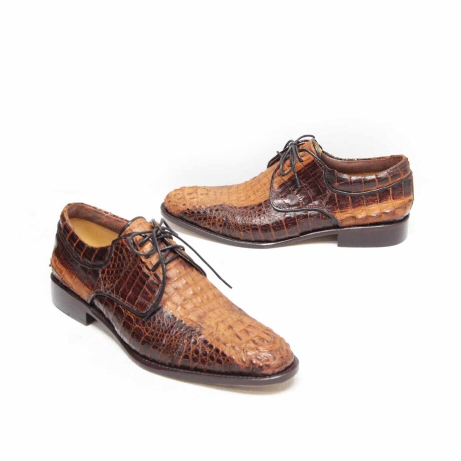 Crocodile Hornback Leather Formal Shoes , Two Tone