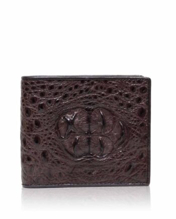 Crocodile Hornback Leather Wallet , Dark Brown