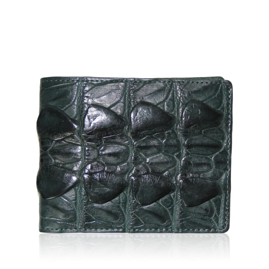 Crocodile Hornback Leather Wallet , Dark Green