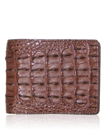 Crocodile Hornback Leather Wallet , Dark Tan