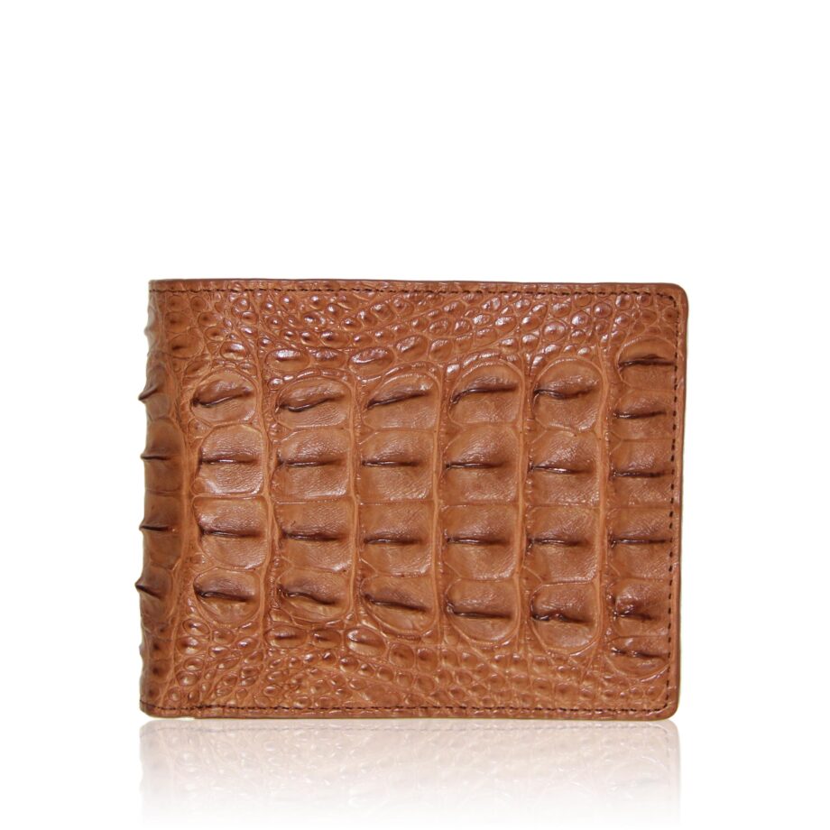 Crocodile Hornback Leather Wallet , Light Tan