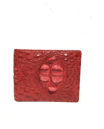 Crocodile Hornback Leather Wallet , Red