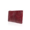 Crocodile Hornback Leather Zipper Pouch , Red
