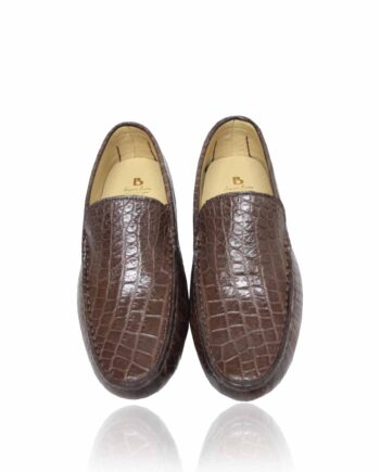 Crocodile Leather Moccasin , Brown