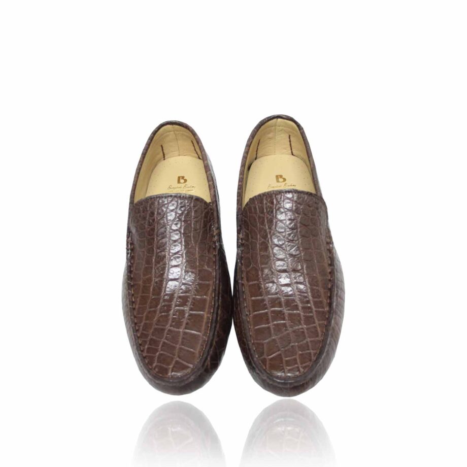 Crocodile Leather Moccasin , Brown