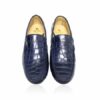 Crocodile Leather Moccasin , Navy Blue