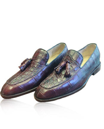 Crocodile Leather Tassels Shoes , Maroon