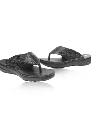 Crocodile Leather Thong Sandal Black