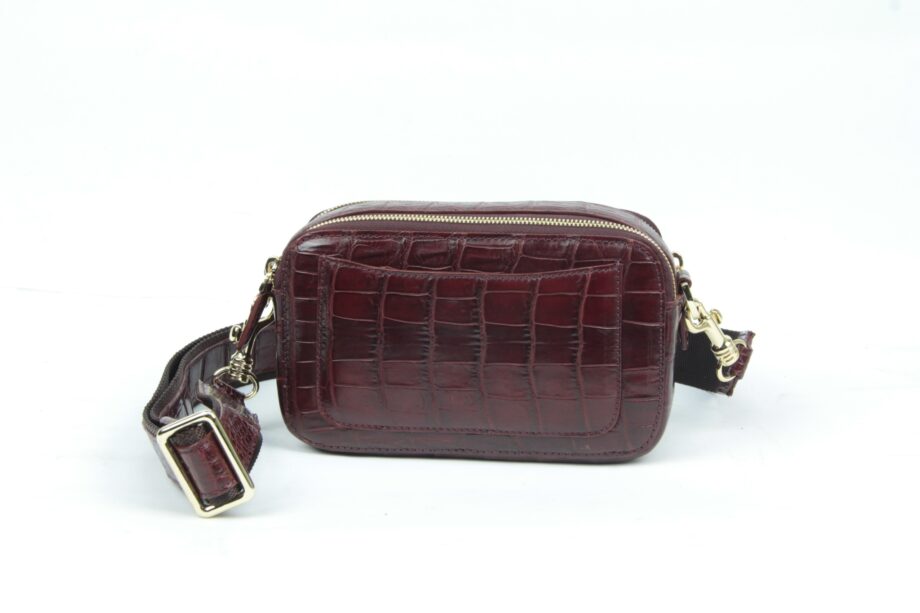 Crocodile Leather Waist Bag , Wine