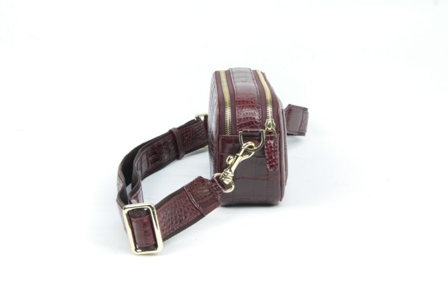 Crocodile Leather Waist Bag , Wine