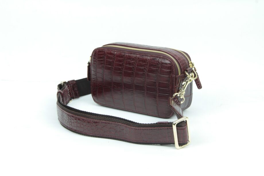 Crocodile Leather Waist Bag , Wine