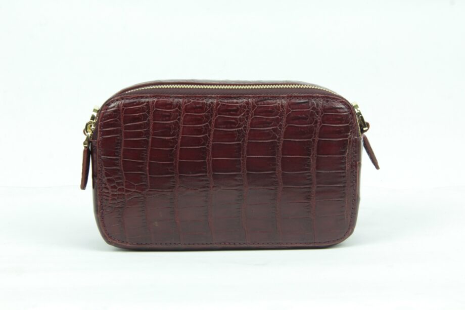 Crocodile Leather Waist Bag , Wine