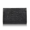 Crocodile Leather Zipper Document Case , Black