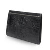 Crocodile Leather Zipper Document Case , Black