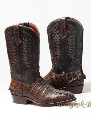 Crocodile Tail Leather Cowboy Boot , Dark Brown