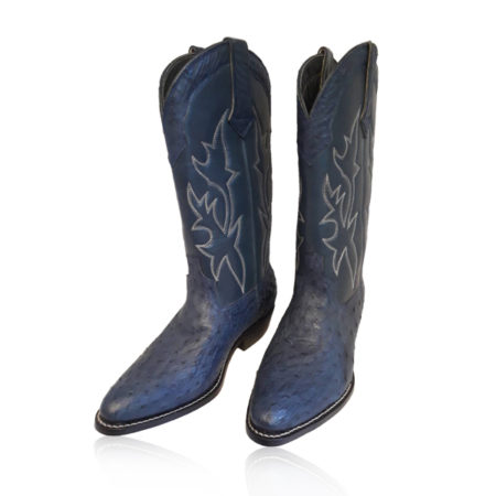 Ostrich Leather Cowboy Boot , Dark Blue