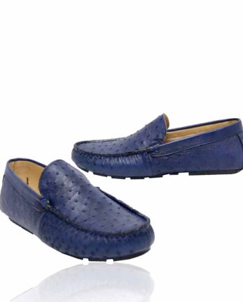 Ostrich Leather Moccasin Blue