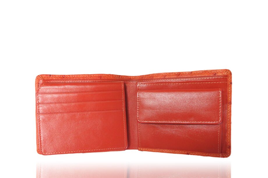 Ostrich Leather Wallet , Orange