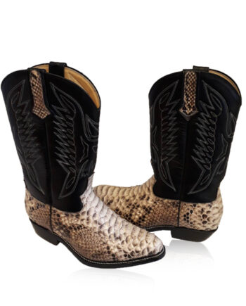 Python Leather Cow Boy Boot , Natural