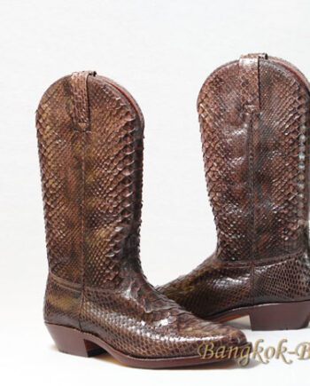 Python Leather Cowboy Boot Light Brown
