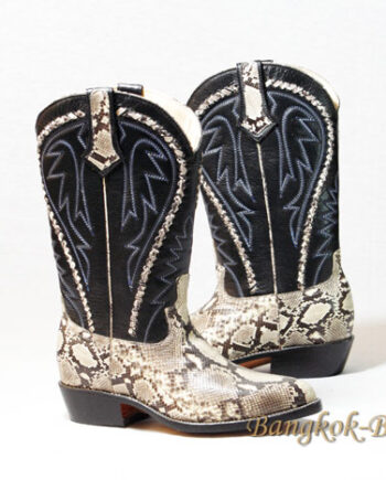 Python Leather Cowboy Boot Natural & Black