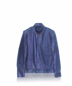 Python Leather Jacket , Blue